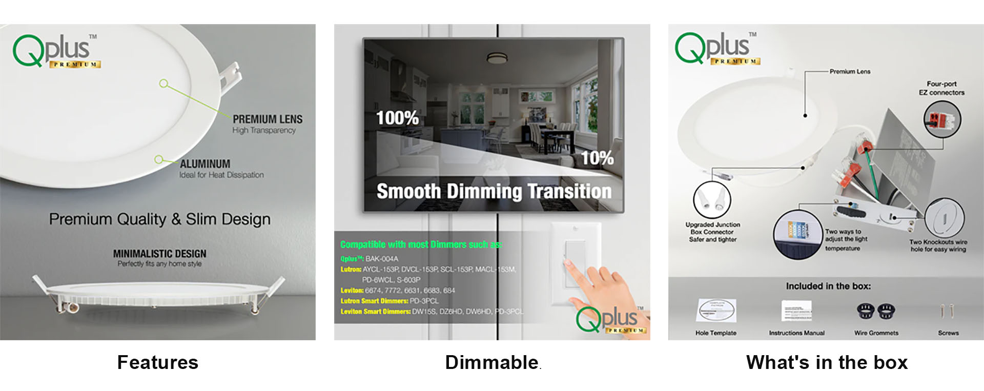 QPLUS 8 Inch Slim Panel Recessed Adjustable Multi Color Temperature LED Pot Light (Changeable Color (图7)