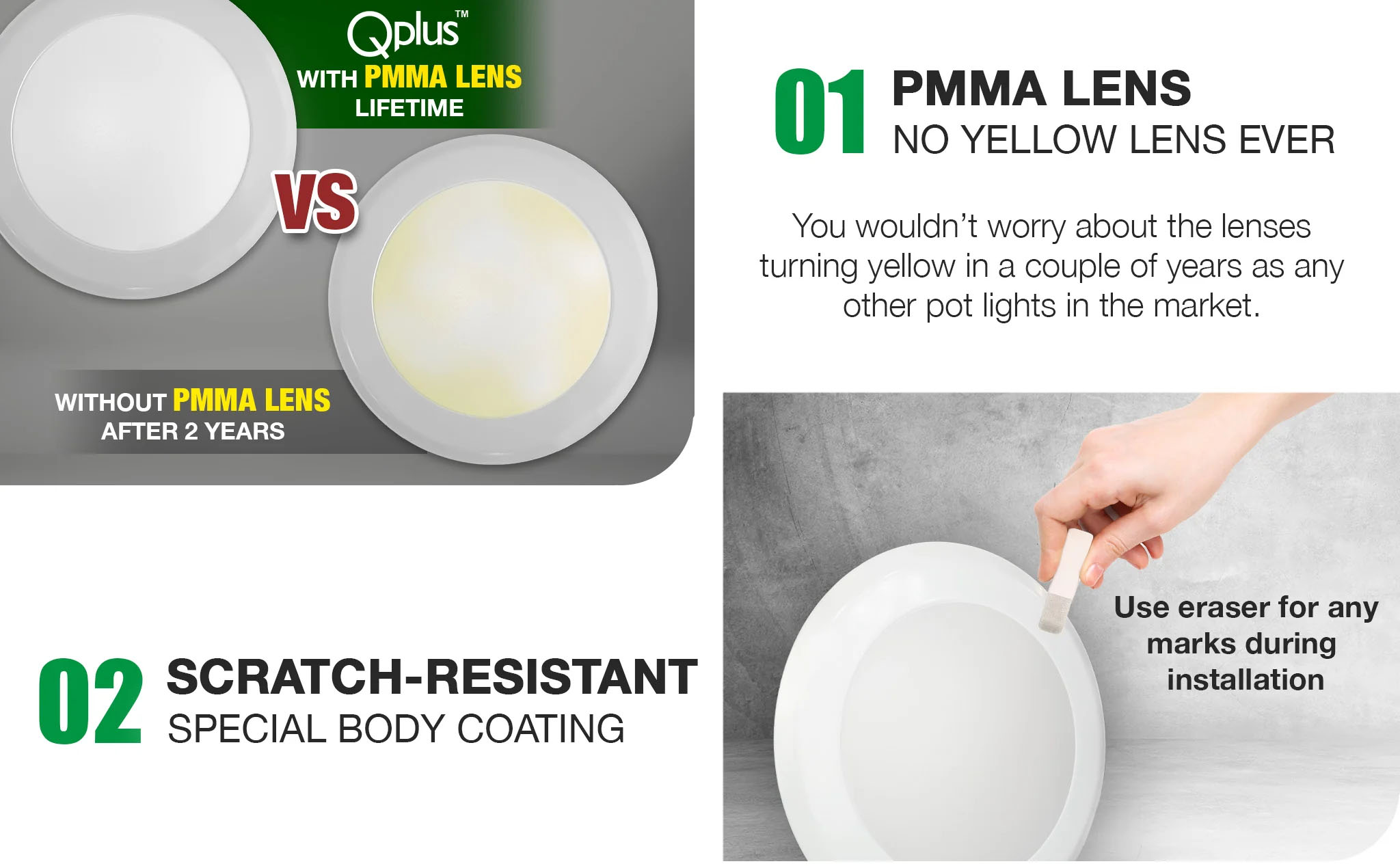 QPlus 7.5 Inch Round LED Dimmable Ceiling Disk Light 15W/1050 Lumens(图2)