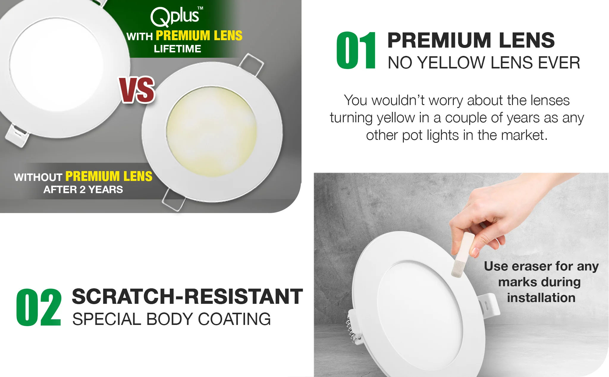 Qplus 4Inch Multicolor Temperature LED Slim Panel, 10W, 750LM, 5CCT, Dimmable, Wet Location(图2)